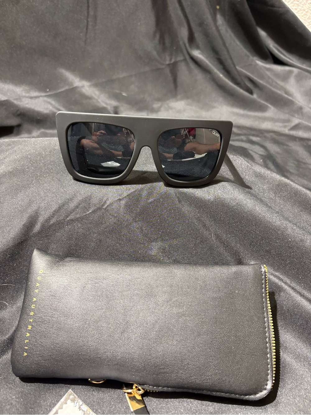 Quay Australia Matte Black Square Sunglasses